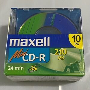 Maxell Mini CD-R 24 Min 210 MB 10 Pack Recordable 3" Discs Vintage Tech 90s Y2K